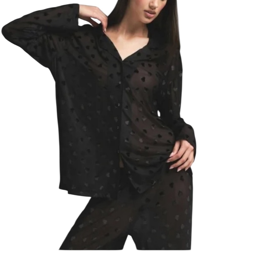 🖤✨ NWT SKIMS Sheer Velvet Heart Pajama Set | Rare| Small ✨🖤